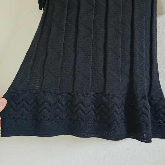 *NWT M Missoni Chevron Geometric Texture Knit Mini Dress Black Size 36/ S Wool - Picture 3 of 11